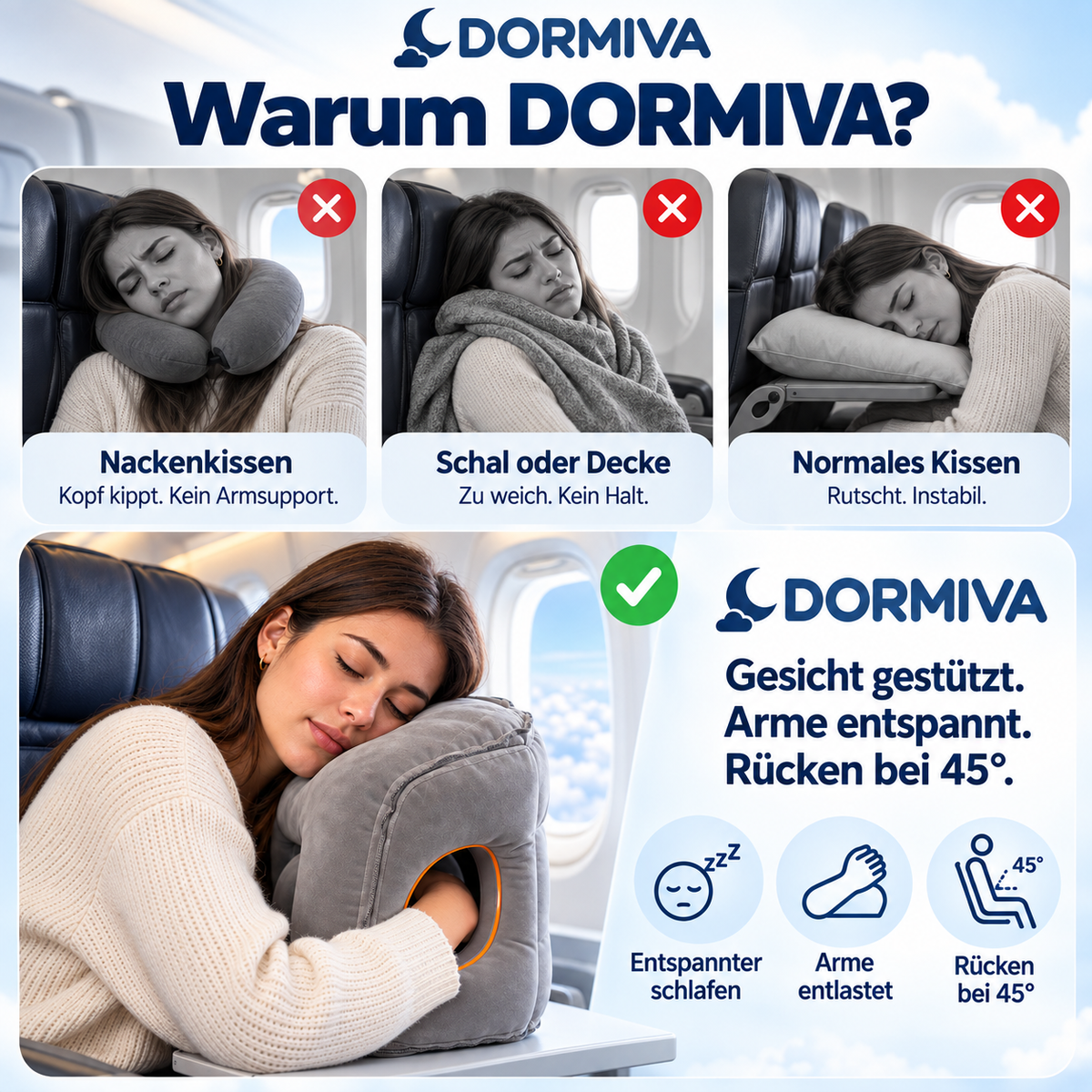 Aufblasbare Reisekissen Dormiva™